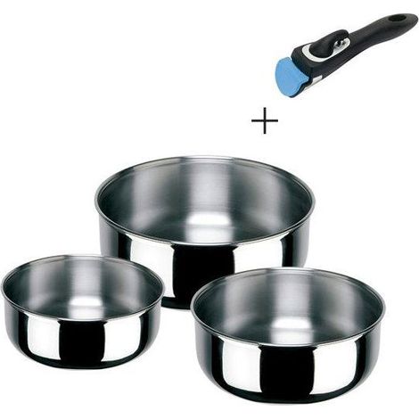 Topfset - INOXIBAR - Porthos 16-18-20 cm - abnehmbarer Griff - stapelbar - Induktion (1/3)