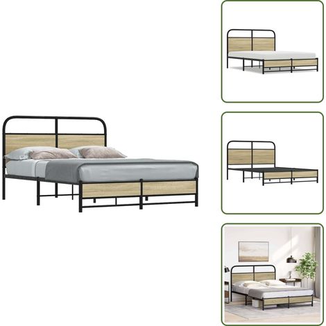 Cadre de lit sans matelas 140x190 cm chêne sonoma - Cadre De Lit - Cadres De Lit - Meuble De Chambre À Coucher - Lit (1/5)
