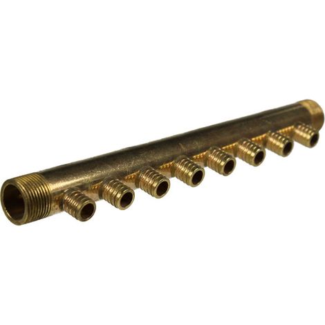 Collecteur 3/4" (20/27) Mâle-Mâle 8 piquages à Glissement pour tube PER diamètre 16 compris 8 bagues de 16 (1/4)