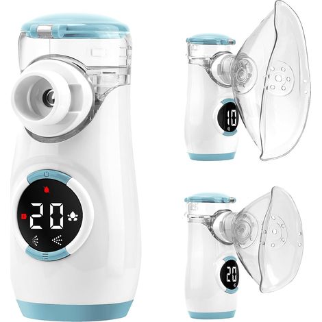 Inalatore per adulti e bambini, inalatore ricaricabile con timer per il conto alla rovescia e funzione di pulizia automatica per una nebulizzazione efficace a casa e in viaggio