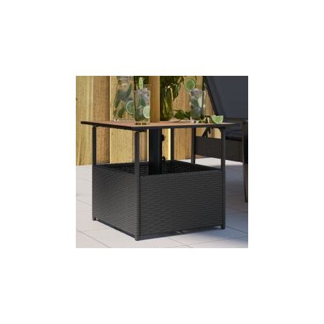 Table de jardin avec trou de parasol noir résine tressée (1/5)