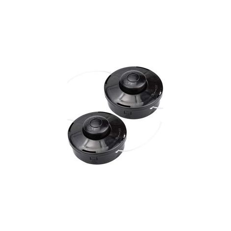 Lot de 2 têtes de débroussailleuse en nylon – Taille 12 x 7,5 cm – Fil 2 m diamètre 2,4 mm – Compatible avec débroussailleuses à essence (1/5)