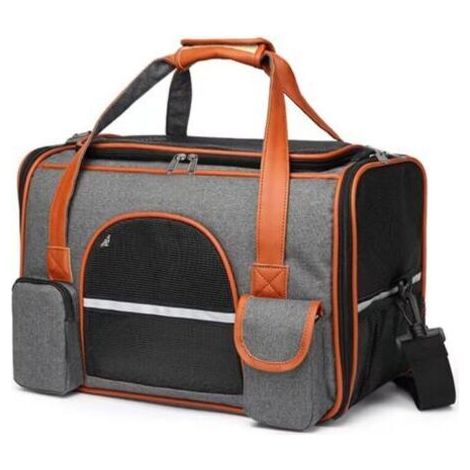 BUNTHAUS Sac de Transport pour Chat, 45x28x25cm Sac à Dos Transport Portable pour Chiens Voyage, Pochette pour Chats avec Tapis en Flanelle pour Animaux Tissu de Maille Respirant Convient Jusqu'à 7KG