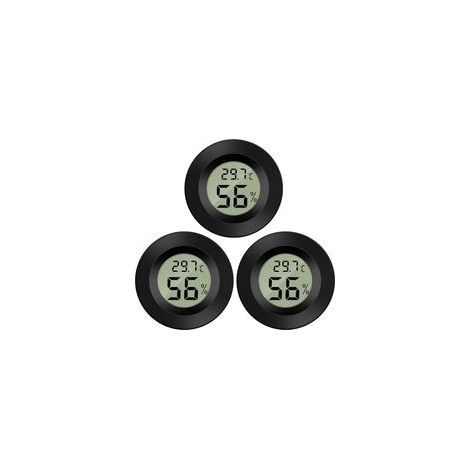 Mini digitales LCD-Thermometer und Hygrometer -50 bis 70 °C, 10–99 % rF, tragbar für Büro, Küche, Humidore, Inkubatoren, Reptilien (3 Stück - B) (1/4)