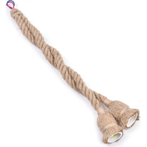 1Pc Lustre Industriel Rétro Double Tête avec Corde de Chanvre, Lampe Suspendue Créative pour Intérieur Loft