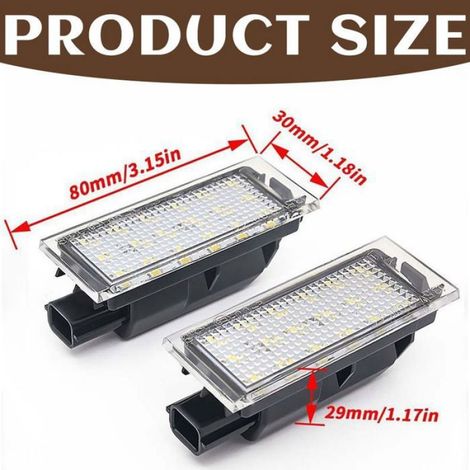 Lot de 2 feux de plaque d'immatriculation LED 18 perles – Éclairage haute luminosité – Compatible Twingo, Clio, Mégane, Laguna (1/5)