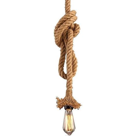 Suspension en corde de chanvre style vintage, 200 cm (6,5 pi), culot E26/E27. (1/5)