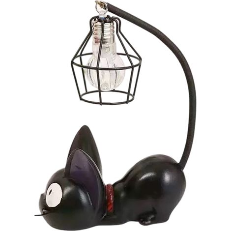 Lámpara de gato, luz nocturna de gato, linda lámpara de gato negro, lámpara de escritorio, lámpara de mesa LED de resina para niños, lámpara de Totoro, resina artificial, artículo decorativo hecho a m