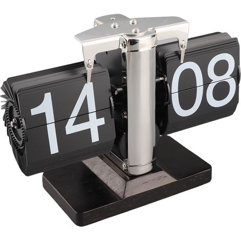 Horloge à Pages PVC+Alliage Noir 20,5cm Design Vintage Mécanisme Automatique Base en Bois Cadeau Déco Bureau (1/3)