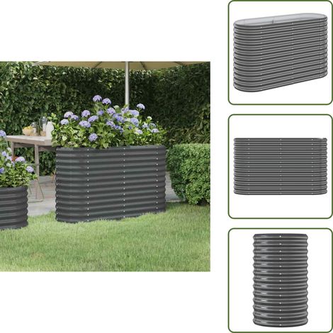 Hochbeet Pulverbeschichteter Stahl 114x40x68 cm Anthrazit - Hochbeet - Pflanzenbehälter - Gartengeräte - Stahltanks - Outdoor Dekoration (1/5)