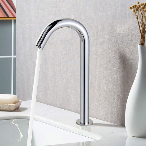 Sensor Infrarot Wasserhahn Bad Sensorhahn Waschtischarmatur Automatik Berührungsloser Waschbecken Mischbatterie Einhebelmischer für Badezimmer (1/5)