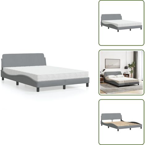 The Living Store Bett mit Matratze Hellgrau 140x200 cm Stoff - Schlafzimmermöbel - Doppelbett - Boxspringbetten - Lattenrost - Matratzen (1/5)