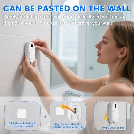 Soporte para cepillo de dientes con luz UV, ventilador y carga USB – Portátil y para montaje en pared (1/5)