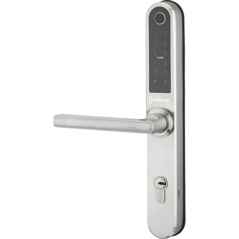 Paire de poignées connectées Intelock Multi, pour porte d'entrée, entr'axes 72mm, argent - INTELOCK (1/3)