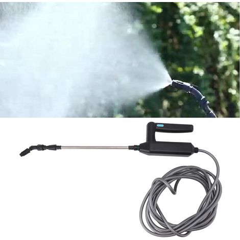 Pulverizador eléctrico portátil 4000+ con lanza telescópica de 81 cm, función de carga USB, 3 boquillas y filtro para regar jardines y vehículos. (1/5)
