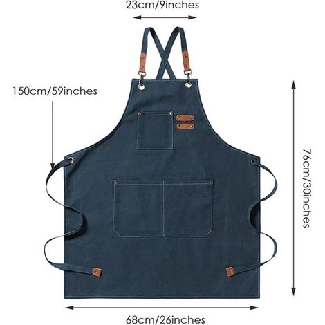 Grembiule da uomo in tela, con 3 tasche, impermeabile, regolabile, grembiule da cucina per uomo e donna, grembiule per grigliate, ristoranti e giardinaggio. (1/5)