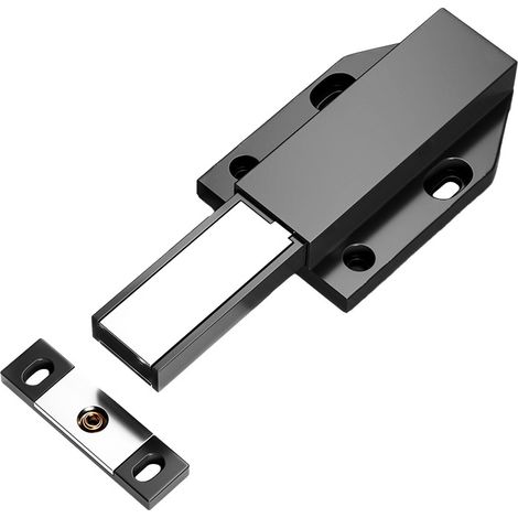 Loqueteau push to open – 4 pièces avec amortisseur – Aimant pour meubles en aggloméré – Installation facile – Noir (1/5)
