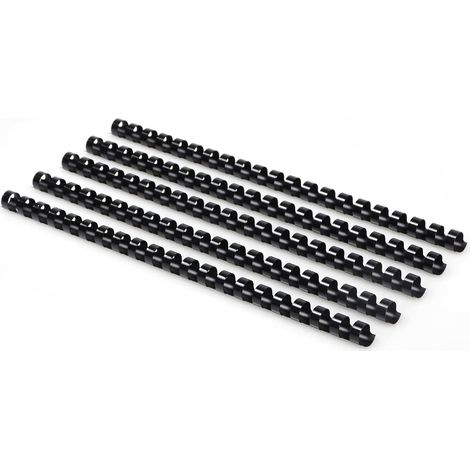Sollbry 100 pièces Peignes de reliure en plastique, capacité de reliure de 90 feuilles, 21 anneaux, 12 mm, noir, paquet de 100 (1/5)