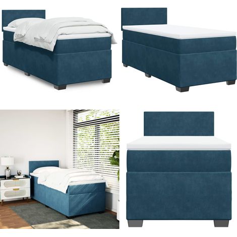 Sommier à lattes de lit avec matelas Bleu foncé 90x200 cm - Lit Double - Literie - Chambre À Coucher - Meuble De Chambre - Literie Luxe - Home & Living (1/5)