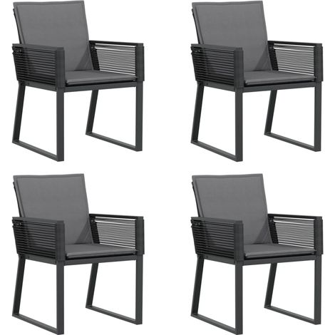 Maison Exclusive - Sedie da Giardino con Cuscini 4 pz Nere in Polyrattan