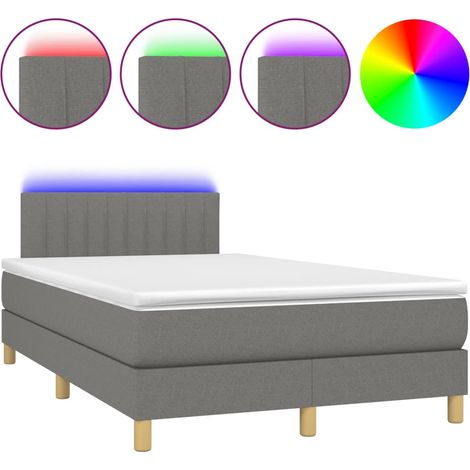 Maison Exclusive - Boxspringbett mit Matratze & LED Dunkelgrau 12