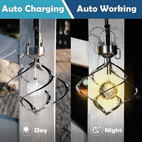 Lumière solaire spirale Spinner carillon éolien LED à changement de couleur suspendu lampe de nuit étanche pour jardin cour pelouse balcon porche meilleur cadeau (1/5)