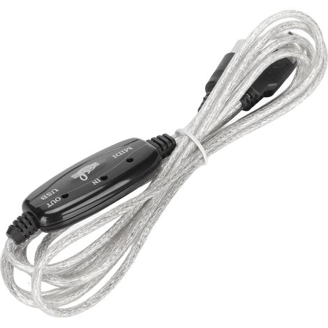 Ca. 2 m langes MIDI-zu-USB-Kabel, 16 Kanäle, USB-PC-Schnittstelle, LED-Betriebsanzeige (Ein-/Ausgang), USB-MIDI-Kabel (1/5)