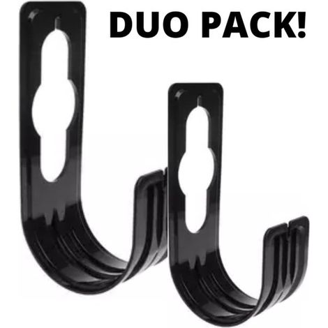 Lot de 2 supports de tuyau d'arrosage noirs - Raccordez votre tuyau d'arrosage au robinet sans percer - Rangez votre tuyau d'arrosage - Support pour tuyaux d'arrosage (1/3)