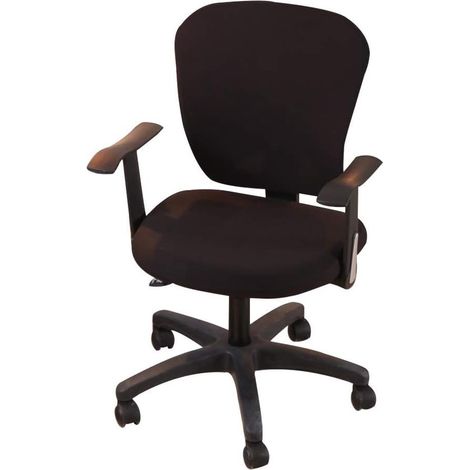 Housse de chaise de bureau - Housses de siège de chaise - Housses de chaise - Housse d'assise - Protecteurs de siège - Fendue - Amovible - Housse extensible - Zwart - Polyester - Pour dossier et assis (1/4)