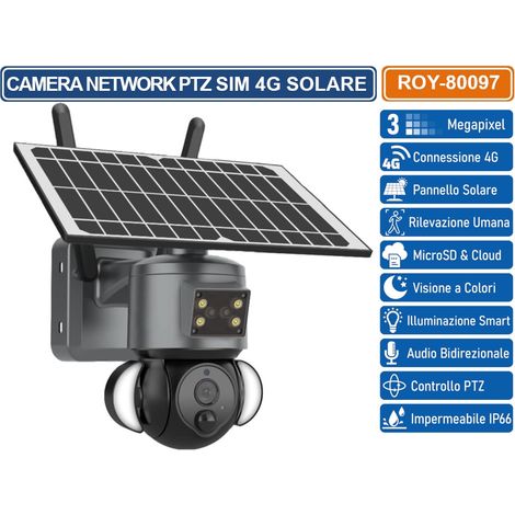 Telecamera con Pannello Solare 4G da Esterno IP66 4K Super HD Rilevamento Umano (1/3)