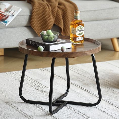 Petite table basse ronde - 50 cm - Noyer (1/5)