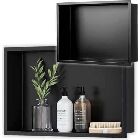 Étagère encastrée 45 x 30 x 10 cm, noir mat, pour salle de bain (1/5)