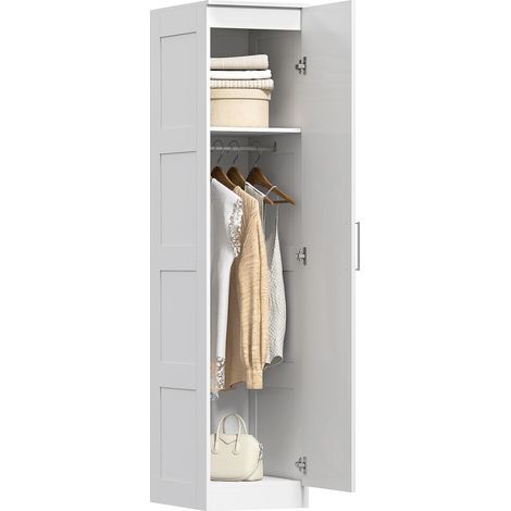 Armoire À Penderie Mehrzweckschrank avec Kleiderstange, Regal, Soft-Close-Tür 40 x 52 x 180 cm Blanc