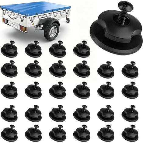 30 Pièces Boutons Ronds pour Bâche Crochet Bache Remorque Trailer Tarpaulin Bracket, avec des vis, a Utiliser sur Les Remorques de Voitures pour Fixer Les Bâches et Les Filets de Remorque (1/5)