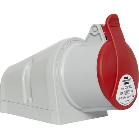 Prise électrique industrielle murale CEE à 5 pôles, prise industrielle 400 V/16 A avec couvercle pour utilisation en extérieur, idéale pour une utilisation en plein air, chantiers, (1/5)