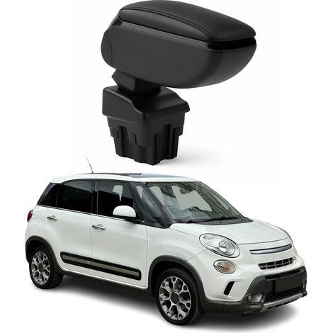 OMAC Accoudoir pour Fiat 500L 2013-2017 - Snap-On - ABS + Simili Cuir - Aucune Perçage ou Installation - Installation Facile Noir (1/5)