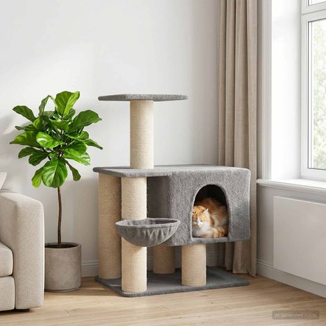 vidaXL Árbol para gatos con postes de sisal Gris Claro 96 cm (1/5)