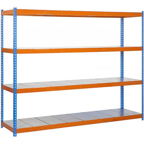 SimonRack Scaffale Industriale, 2000x1800x450 mm, 4 Ripiani in Metallo, Portata 400 kg per Ripiano, Scaffale Carichi Pesanti, Blu/Arancione/Zincato – Ecoforte (1/3)
