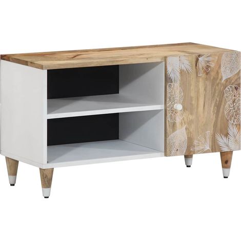 Mobile TV vintage con contenitore stile contemporaneo 80 x 31,5 x 46 cm legno massello di mango 020057845
