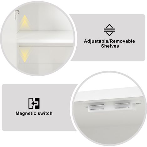 Armoire à chaussures avec 3 portes et 2 tiroirs. Armoire à chaussures dotée de poignées en métal. De nombreux compartiments pour ranger les chaussures.Couleur blanche. Dimensions : B120/H90/T35 cm.