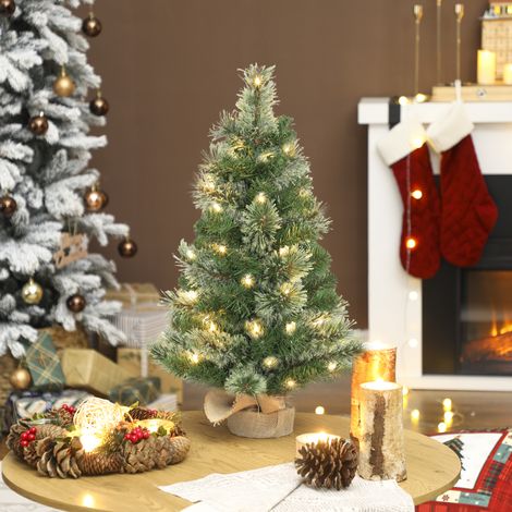 Petit Sapin de Noël 60 cm, 35 LEDs Blanches, 68 Branches Denses Ignifuges, Vert, Décor Festif (1/5)