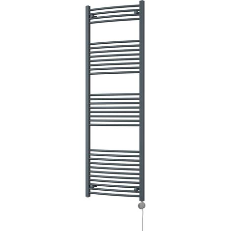 Zennor - Anthracite Electric Towel Rail H1800mm x W600mm Curved 900w Thermostatic (1/3)