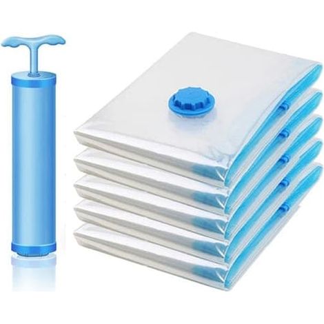 Filiyano-Sacs de rangement sous vide (lot de 5) avec pompe à vide – 70 x 50 cm – Idéal pour ranger vêtements, couettes et couvertures (1/5)