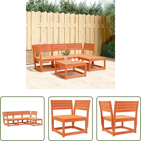 Holzsofa -  4-tlg. Garten-Lounge-Set Wachsbraun Massivholz Kiefer (1/5)