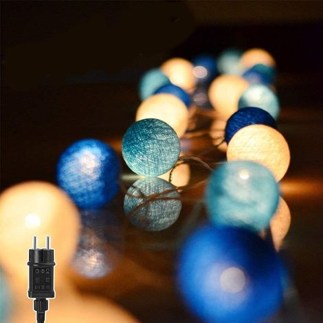 1 Guirlande Lumineuse 3,8M 20 LED Boules Coton Interrupteur Prise EU Décoration Intérieure Extérieure Fête Noël (1/5)