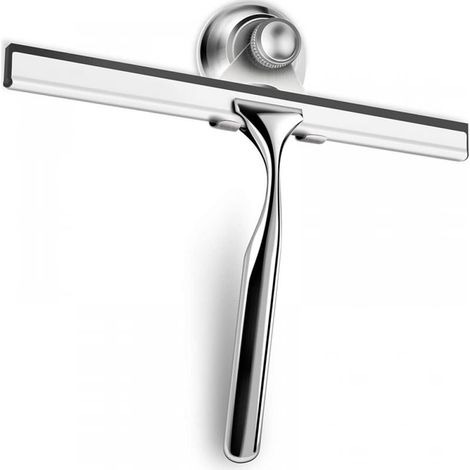 Stainless Steel Shower Squeegee with Strong Suction Cup Hook for Bathroom, Kitchen, Mirror, Car, Window and Glass, 10 inch, Silver. (1/3)