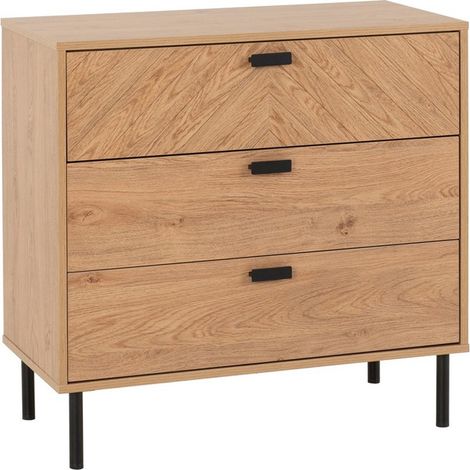 Leon 3 Drawer Chest - L40 x W80 x H78.5 cm - Medium Oak Effect