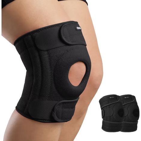 Genouillère AVIDDA à rotule ouverte pour douleurs articulaires, sport et rééducation, compression réglable homme femme, 3 sangles, taille XL-M, grise, lot de 1 (1/5)