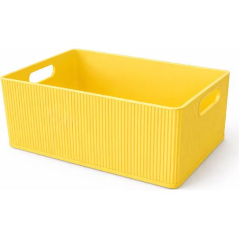 Organiseur jaune avec compartiments pour petits objets, câbles, fournitures de bureau