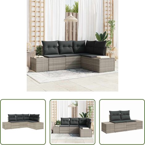 vidaXL Poly-Rattan -  Gartensofa-set 4 pcs Hellgrau Poly-Rattan (1/5)